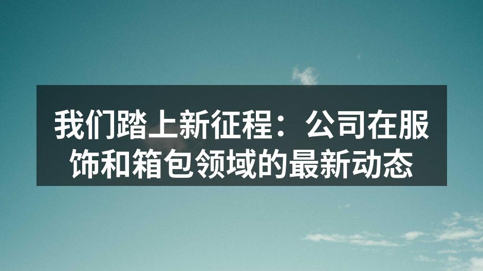 我们踏上新征程：公司在服饰和箱包领域的最
